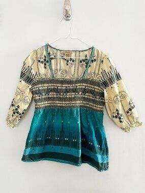 Y2K Art and Soul Womens Boho Babydoll Top Blouse Size Petite M Cotton